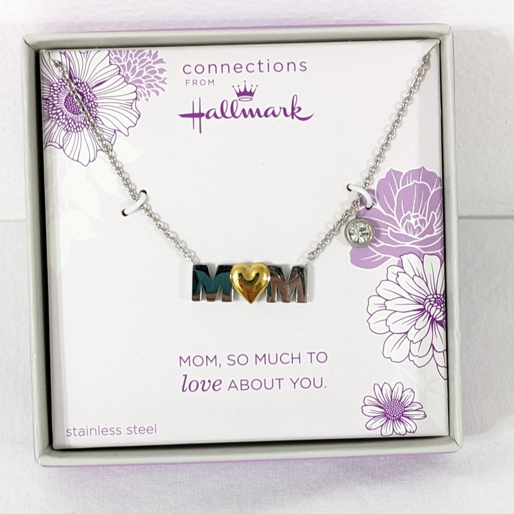 Stainless Steel Mom Heart Necklace, NEW